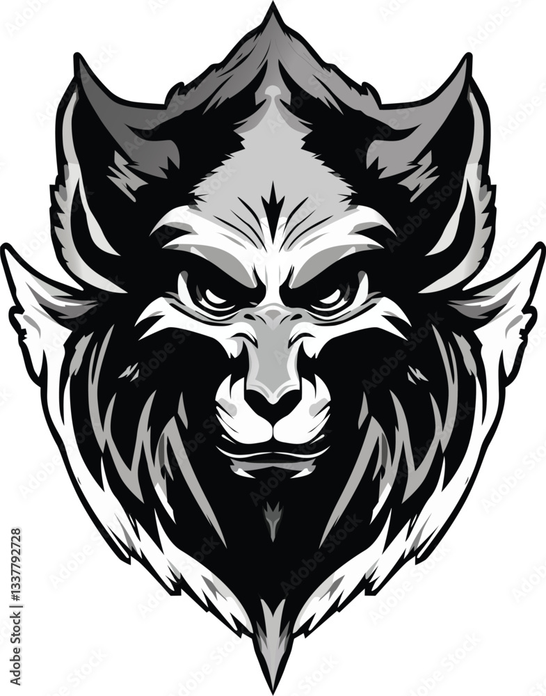 Obraz premium Fierce Lion Face Mascot