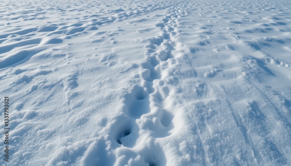 Fresh Footprints in Soft Snow on a Bright Winter Day Fresh Footprints in Soft Snow on a Bright Winter Day