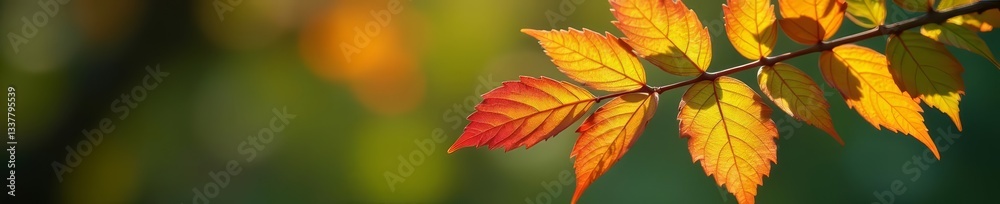 Obraz premium Close-up of multicolored leaves with visible veins on a tree branch, skeleton, pattern, nature