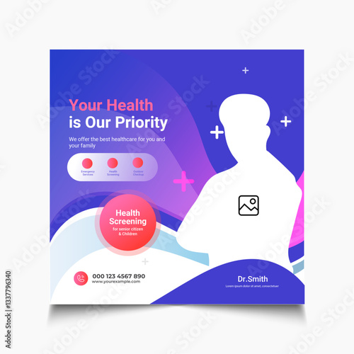 Medical healthcare flyer social media post web banner template