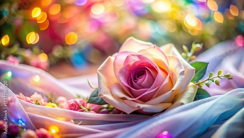 Rainbow Rose Wedding: Delicate Pink Bloom Amidst Silk Petals & Flower Crowns