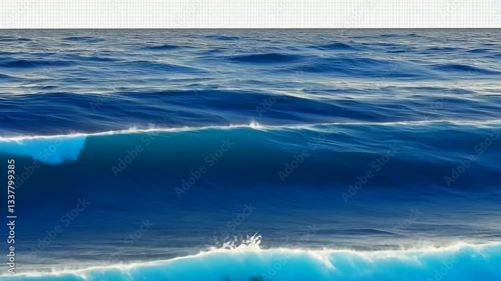 Captivating ocean waves rolling under a clear blue sky at midday on a sunny beach