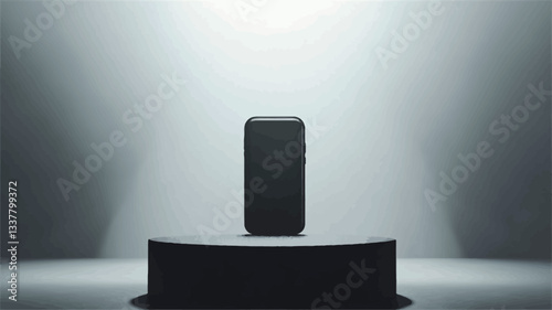 Wallpaper Mural The image shows a dark grey, cylindrical object centrally positioned on a circular, dark grey pedestal. The object and pedestal are the only elements in a bright, white studio background.  Two Torontodigital.ca