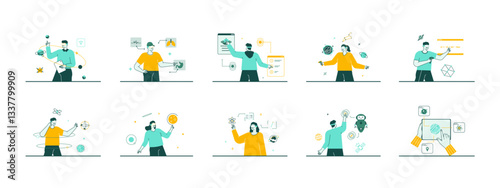 Metaverse set illustration. Flat vector illustration concept.