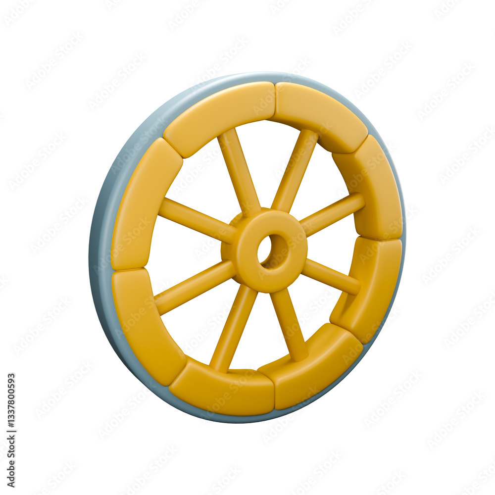 Obraz premium 3D Golden Wagon Wheel Illustration