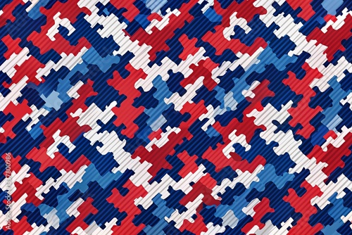 Red White Blue Patriotic Abstract Diagonal Camo Pattern -  High-Resolution Stock Image