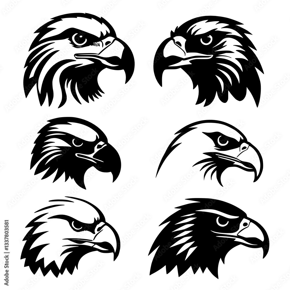 Fototapeta premium set of eagle head