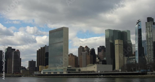 Clouds Darken in Time-Lapse over United Nations Headquarters in New York
