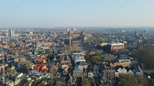 Wallpaper Mural Jib up of the beautiful city center of Den Bosch, the Netherlands on a sunny day. A stunning Cathedral, the Sint-Janskathedraal, can be seen in the middle Torontodigital.ca