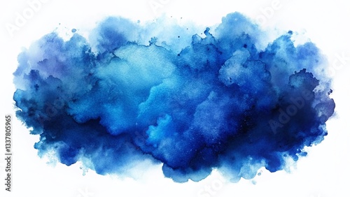 Rich Indigo Watercolor Blob: Double Exposure Abstract Background