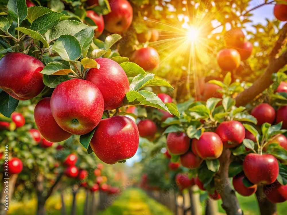 Ripe Red Apples Ready for Harvest in a Modern Dutch Orchard Ripe Red Apples Ready for Harvest in a Modern Dutch Orchard