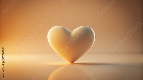 Romantic Beige Heart Silhouette: Soft Peach Background, Gradient, Warm Tones, Soft Focus, Love