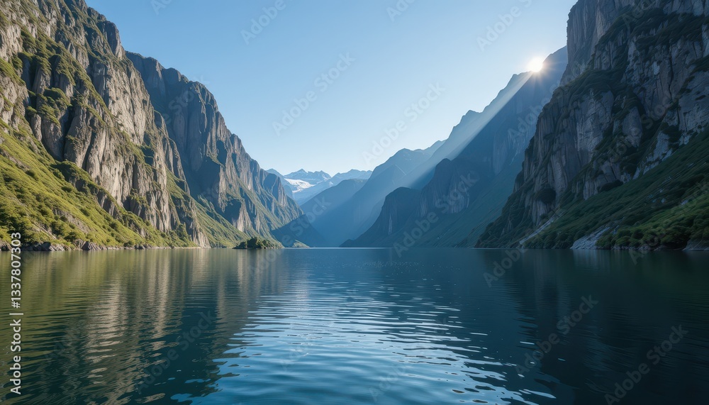 Serene Mountain Lake Surrounded by Majestic Peaks and Reflections Serene Mountain Lake Surrounded by Majestic Peaks and Reflections