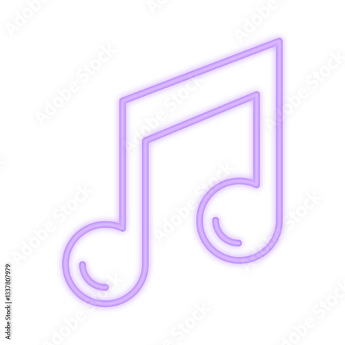 A vibrant neon illustration of two glowing musical notes, symbolizing music, sound, melody, and artistic expression in a futuristic style