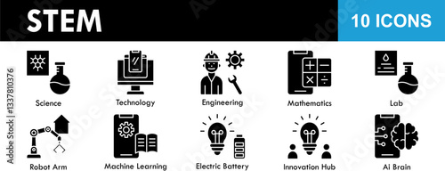 STEM icon collection set. Containing design stem, technology, science, education, classroom, learning