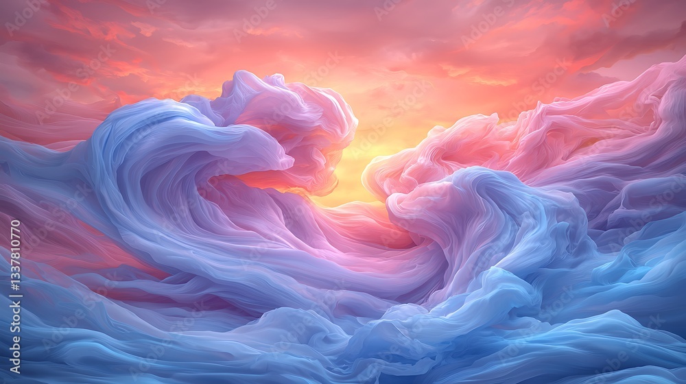 Fototapeta premium Abstract clouds in sunset background nature texture artwork dreamy environment viewpoint