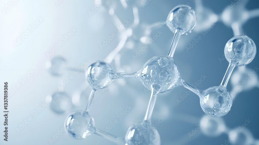 Microscopic Molecular Structure: A 3D Render of Crystallized Water Molecules