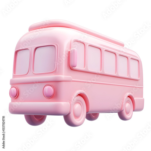 Retro bus is depicted in a 3d style.Cartoon plastic style minimal