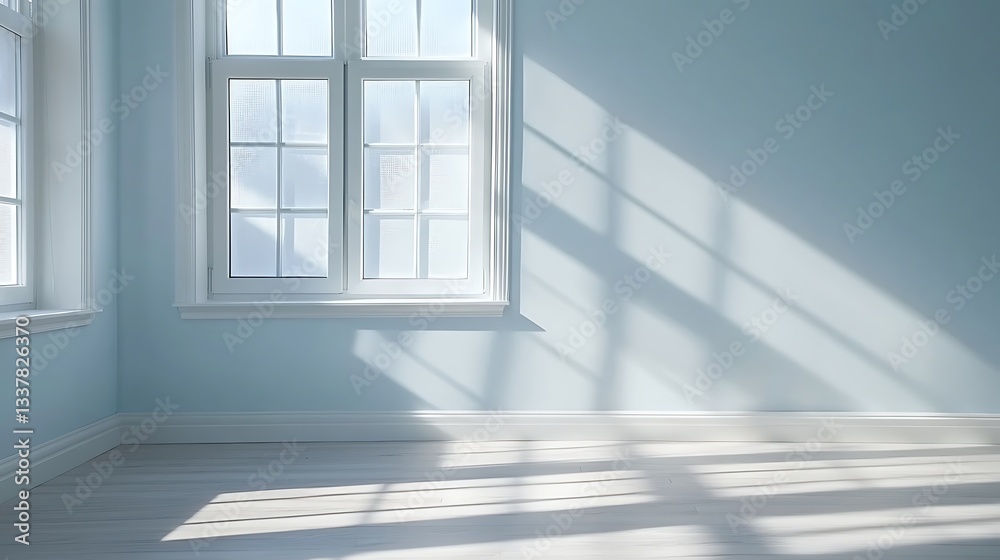 Obraz premium Abstract light patterns in a blue room texture background interior viewpoint calm environment