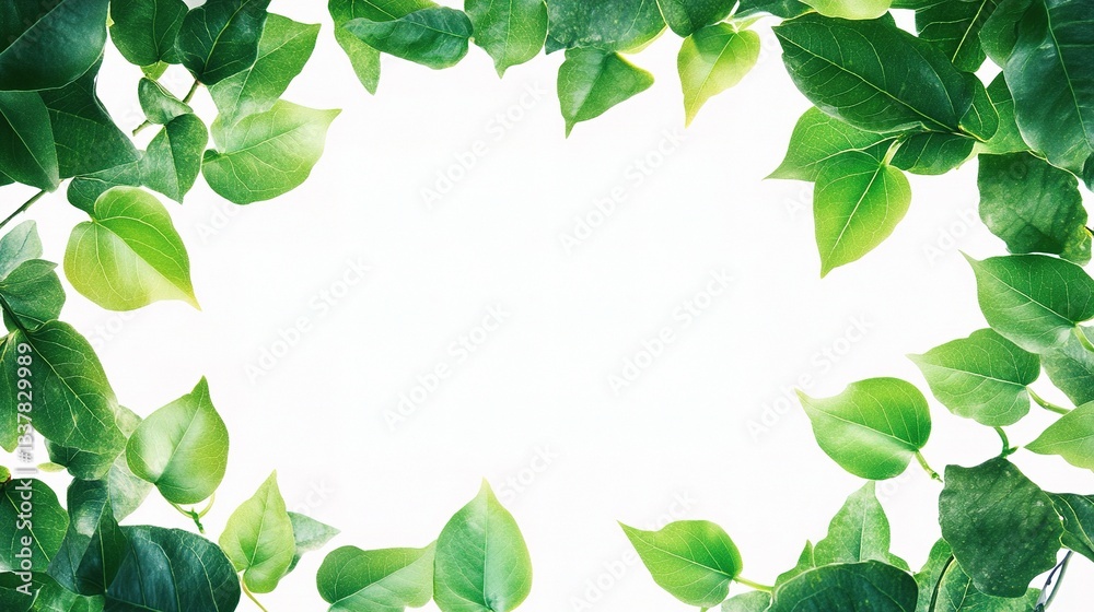 Elegant Green Leaf Borders with White Background Framing Design Elegant Green Leaf Borders with White Background Framing Design