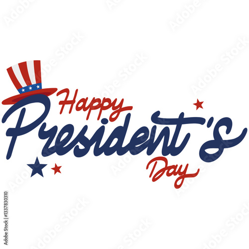 Happy Presidents Day United States Lettering Calligraphy Vector Illustration