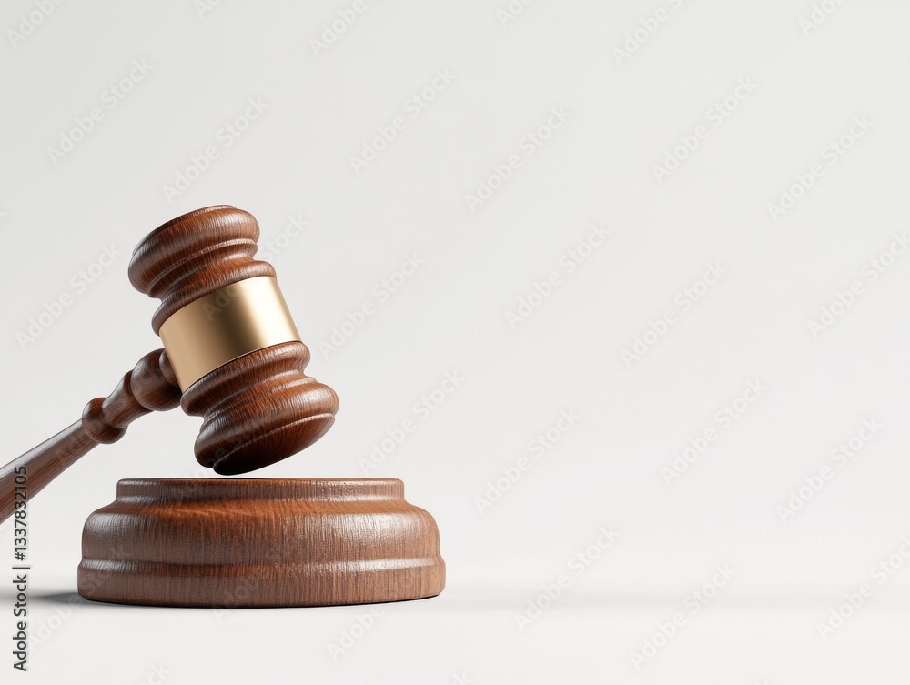 Wooden gavel on stand, neutral background Wooden gavel on stand, neutral background
