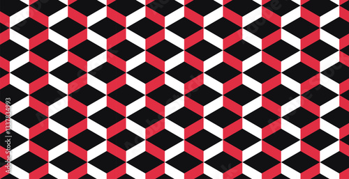 Seamless pattern with 3d cuboid shapes. Vector geometric background