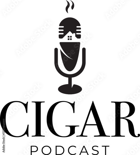 black silhouette cuban cigar industry podcast logo design