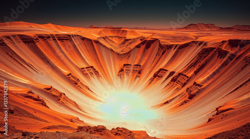 Warm terracotta dust wall swallowing Mount Sharp, infrared enhanced