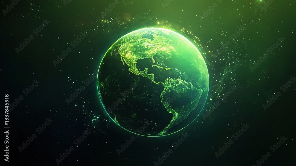 Fototapeta premium Stylized Green Earth Icon Representing Environmental Awareness