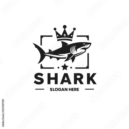 Creative shark with crown logo icon sign design inspiration vector illustration. 