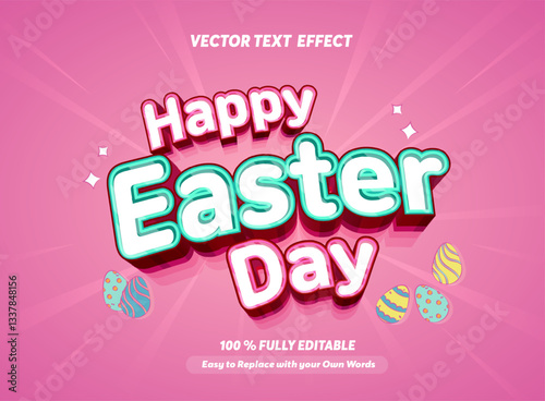 Editable text effect Happy Easter Day 3d cartoon template style premium vector.Free vector text effect editable modern lettering typography font style