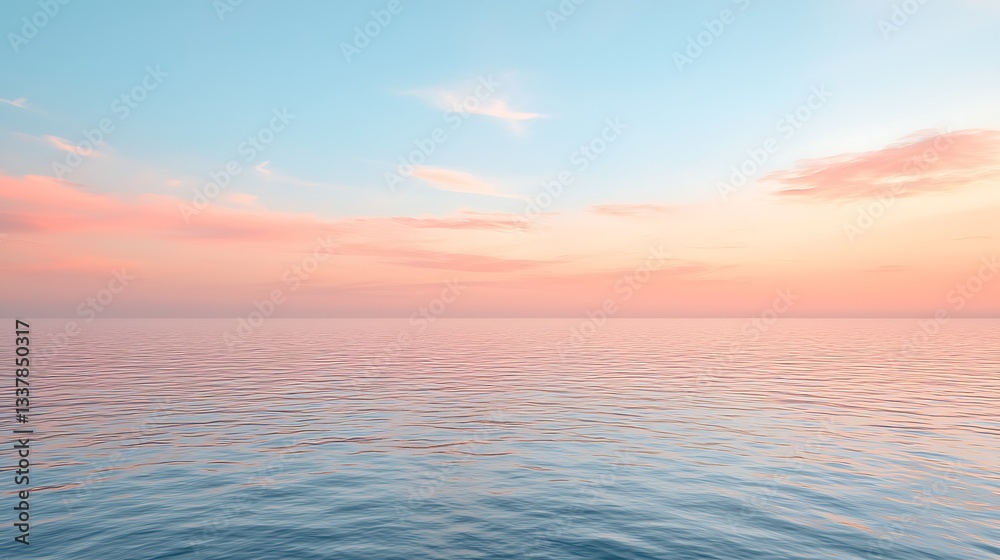 Fototapeta premium Tranquil abstract sunset over ocean serene background texture nature landscape view