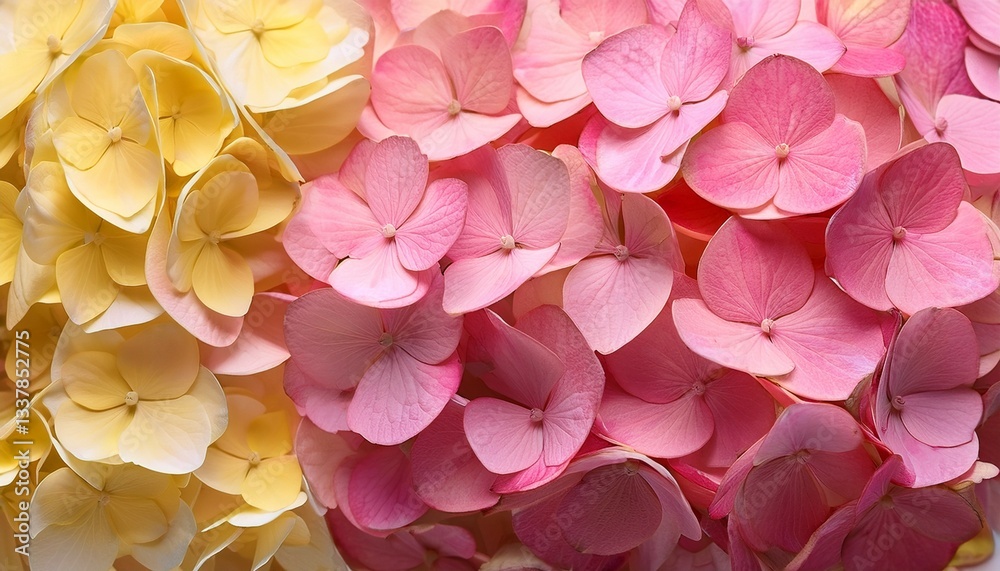 Fototapeta premium pink and yellow hydrangea petals