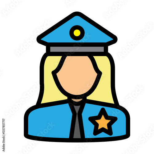 Female Police Officer Vector Filled Icon Design