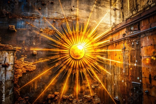 Sunburst Radiance: Urban Exploration Photography - Grunge Texture Background