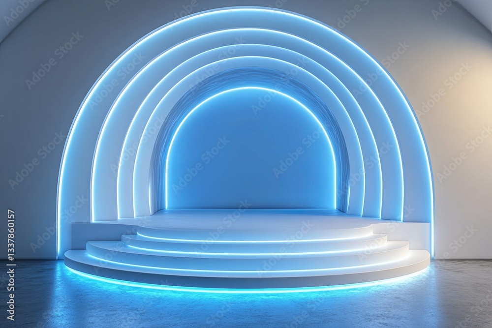 Naklejka premium An illuminated stage with a layered and rounded structure