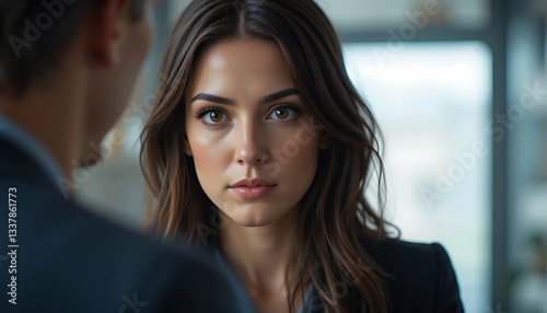 Wallpaper Mural Her expressive eyes focus intently on the candidate, showing genuine interest in their answers Torontodigital.ca