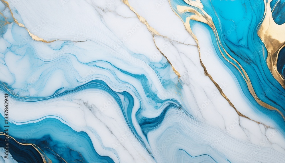 Naklejka premium close up of white marble texture background background white glod sea blue marble background design texture