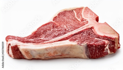 raw t bone steak isolated on white background