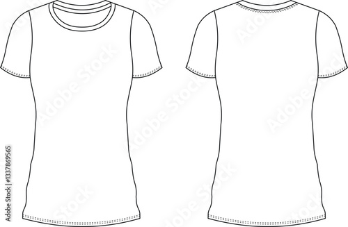 White T-Shirt Mockup | Blank Front & Back Apparel Template for Custom Design & Branding