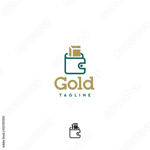 Gold bars wallet investment finance logo vector