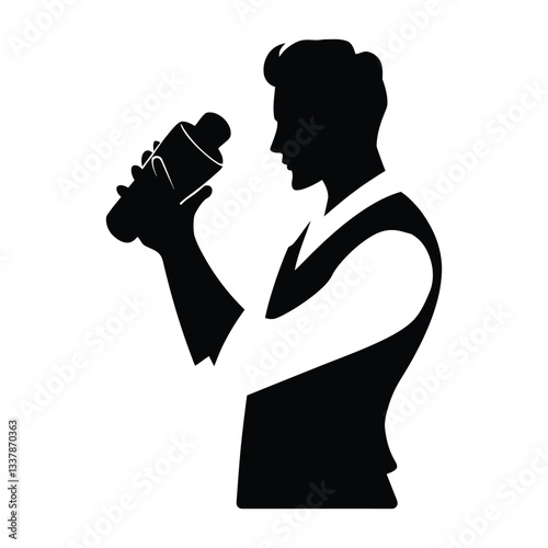 Bartender Silhouette, Vector, Icon, Logo, White Background.