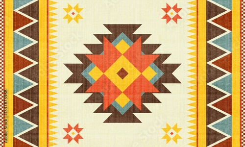 Navajo tribal vector seamless pattern. Native American ornament. Ethnic South Western decor style. Boho geometric ornament. Vector seamless pattern. blanket, rug. Woven carpet illustration,batis
