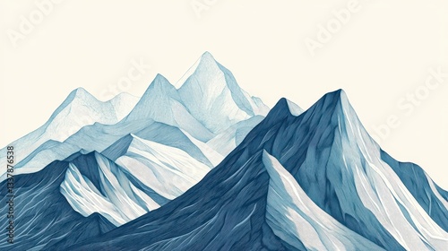 Serene Blue Mountain Range Watercolor Painting Minimalist Landscape Art