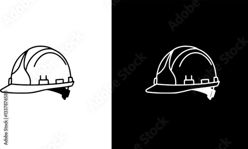 Construction Hard Hat Silhouette Vector, Engineer hard hat Safety Helmet, Safety helmet icon
