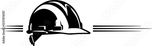 Construction Hard Hat Silhouette Vector, Engineer hard hat Safety Helmet, Safety helmet icon
