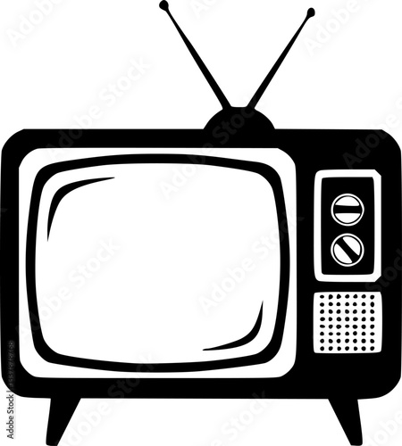 Minimalist old-school television silhouette. Retro tv set isolated.
