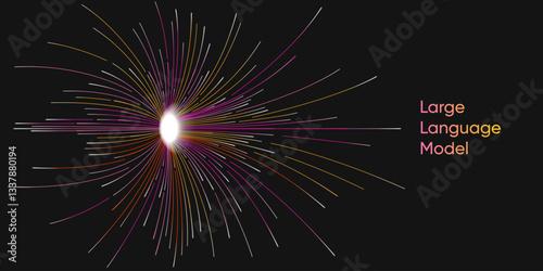 Illustration of abstract stream. Artificial intelligence. Big data, technology, AI, data transfer, data flow, large language model, generative AI	