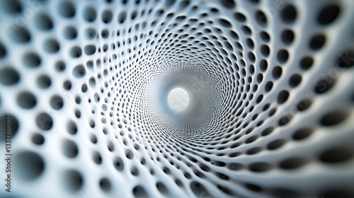 Abstract swirling tunnel of interconnected circles, creating a mesmerizing depth effect.